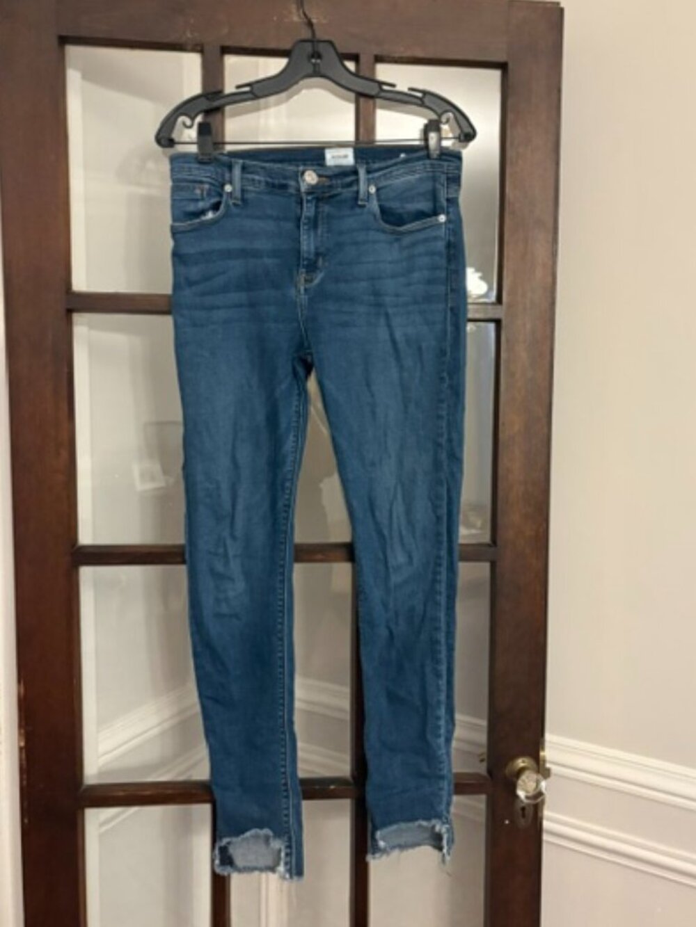 Hudson Distressed "Natalie" Super Skinny Jeans, Size 29
